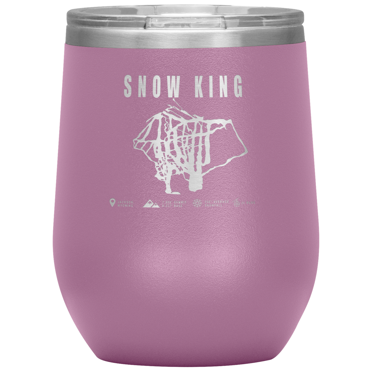 Snow King Wyoming Ski Trail Map Wine 12oz Tumbler - Powderaddicts
