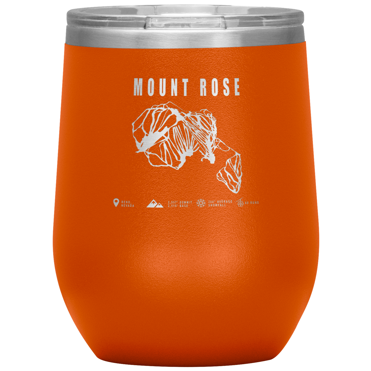 Mount Rose, Nevada Ski Trail Map Wine 12oz Tumbler - Powderaddicts