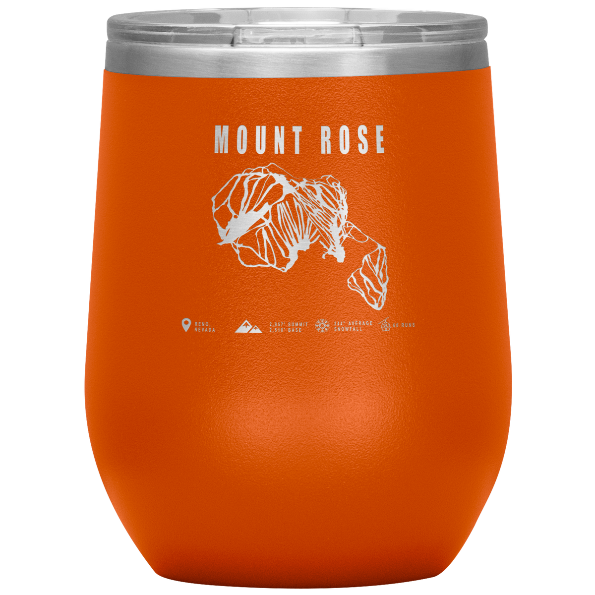 Mount Rose, Nevada Ski Trail Map Wine 12oz Tumbler - Powderaddicts