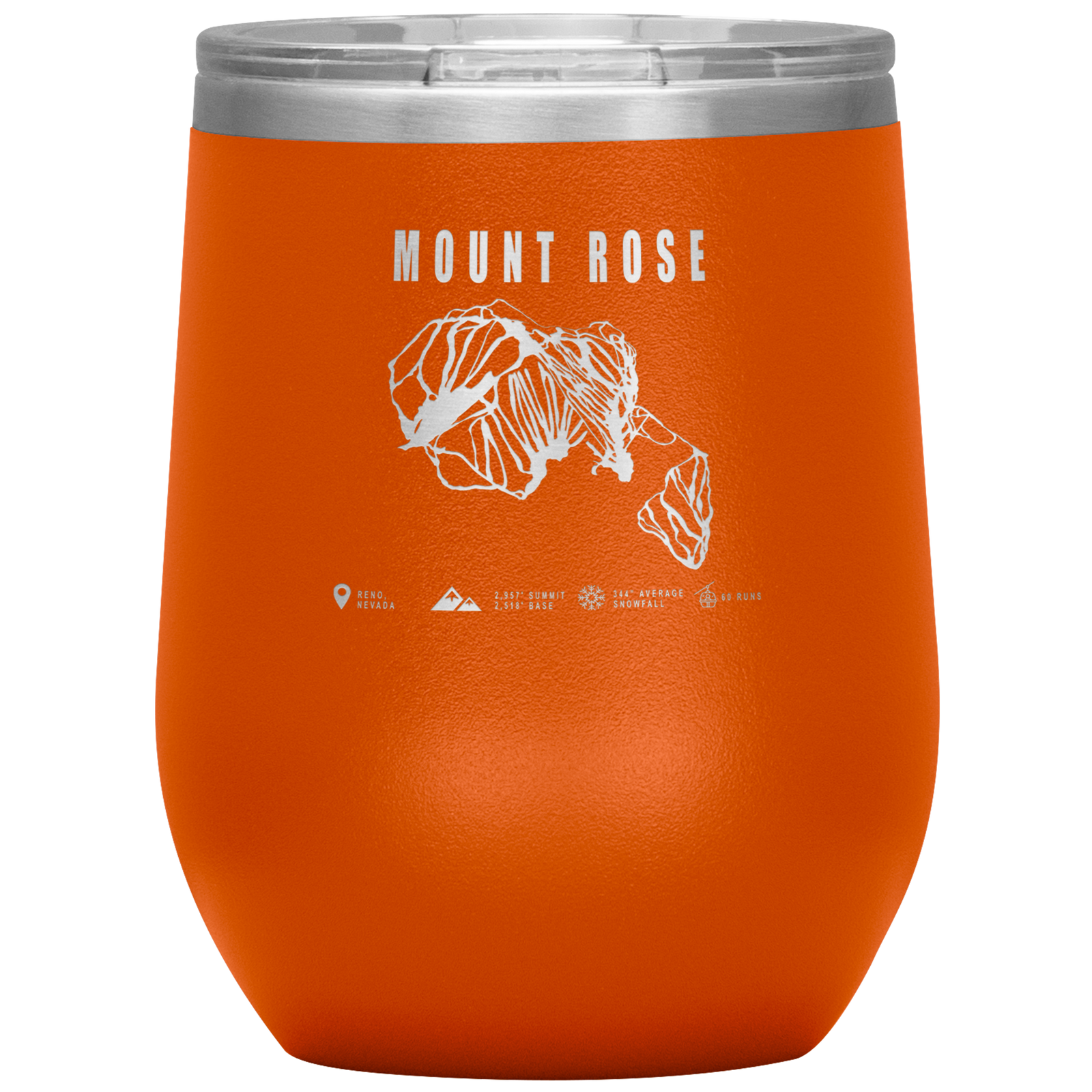 Mount Rose, Nevada Ski Trail Map Wine 12oz Tumbler - Powderaddicts