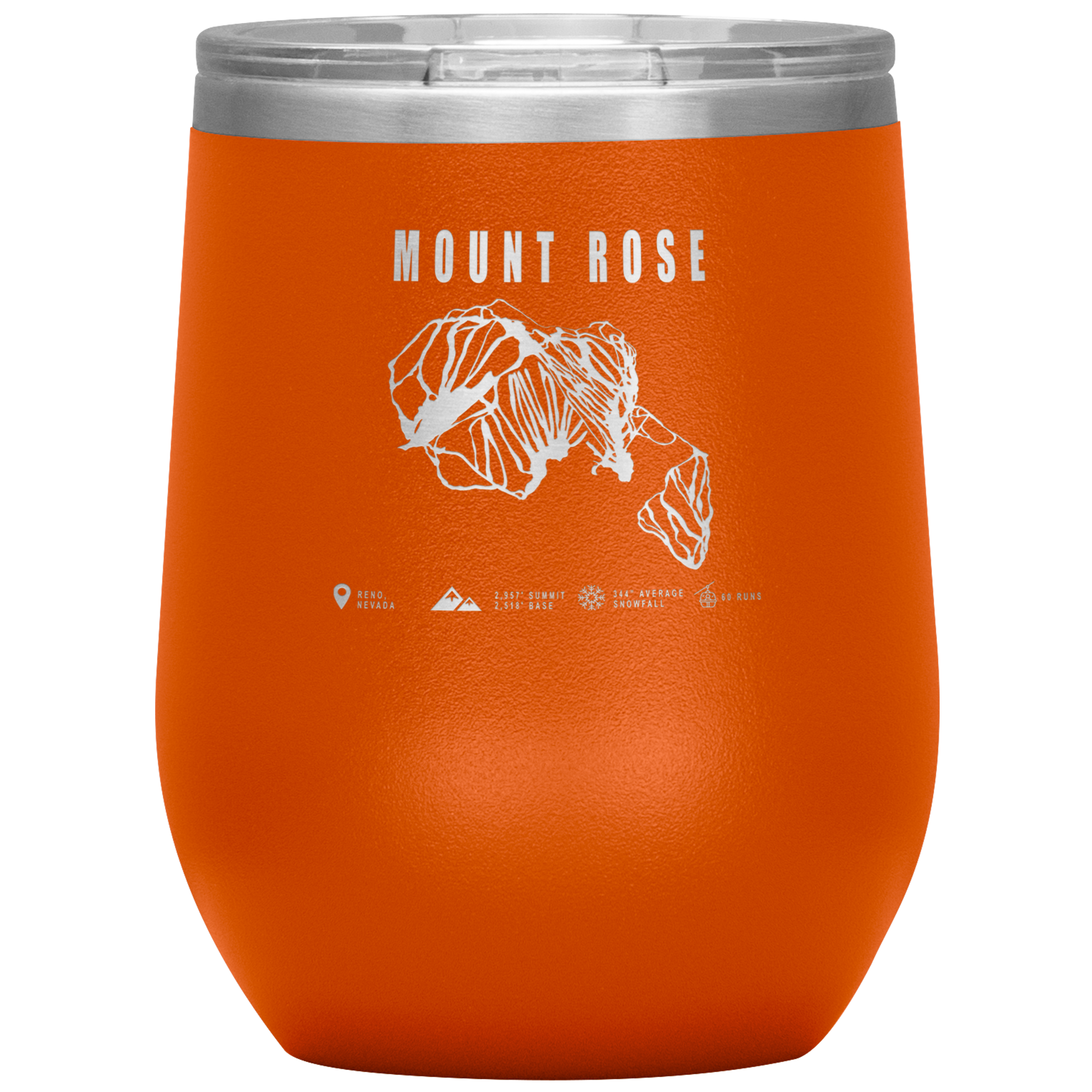 Mount Rose, Nevada Ski Trail Map Wine 12oz Tumbler - Powderaddicts
