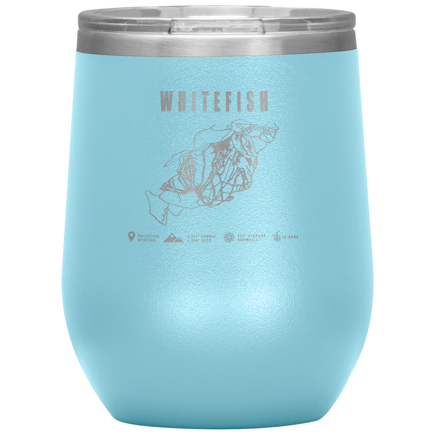 Whitefish Montana Ski Trail Map Wine 12oz Tumbler - Powderaddicts