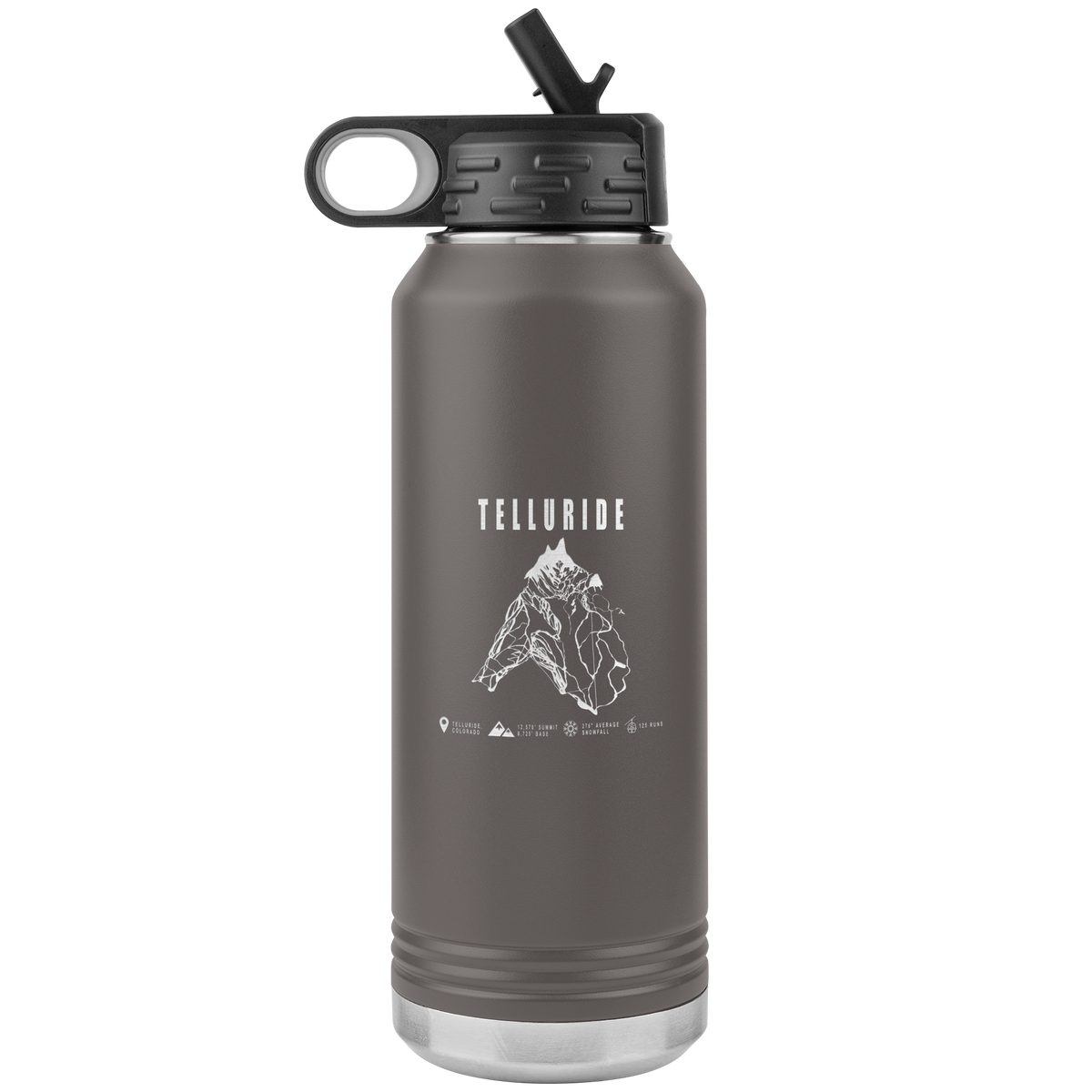 Telluride Colorado Ski Trail Map 32oz Water Bottle Tumbler - Powderaddicts