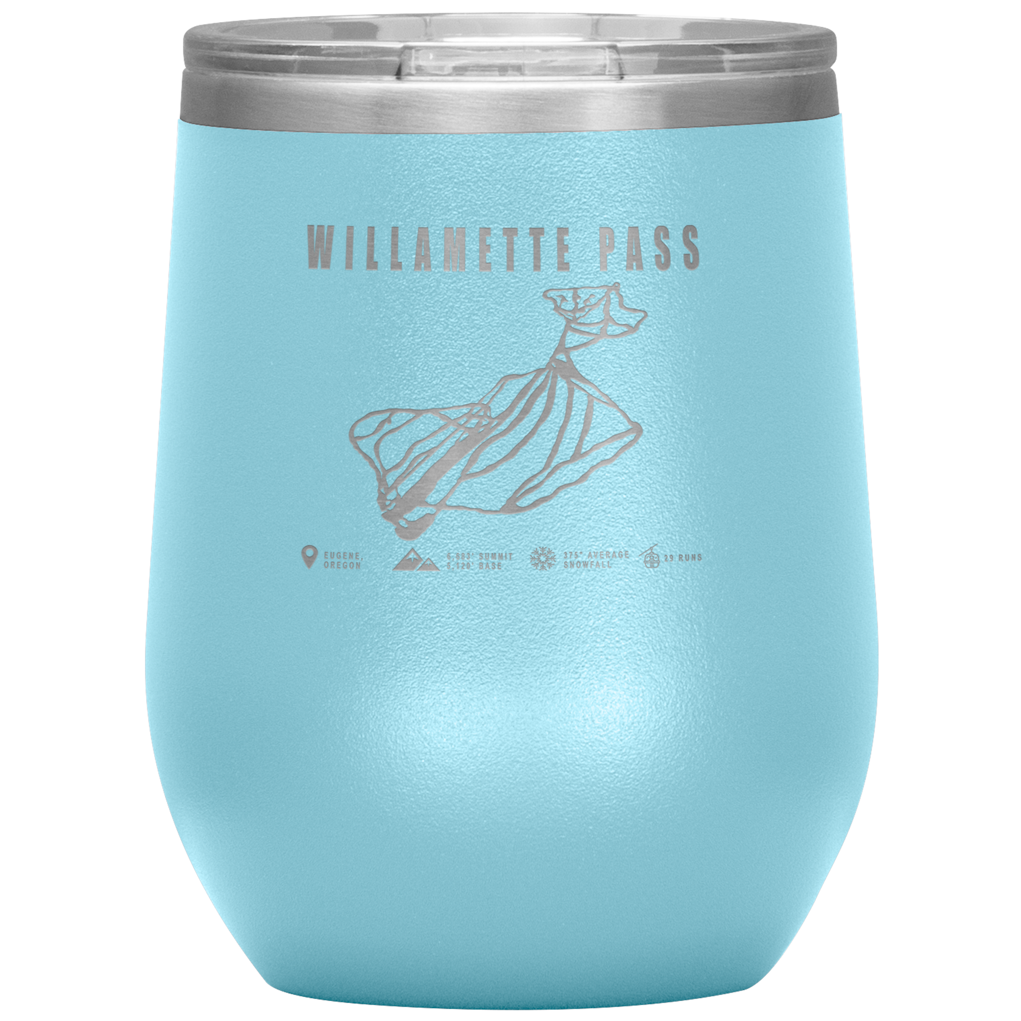 Willamette Pass, Oregon Ski Trail Map Wine 12oz Tumbler - Powderaddicts