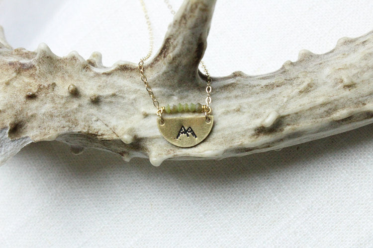 STAMPED MOUNTAIN HALFMOON PENDANT NECKLACE - Powderaddicts