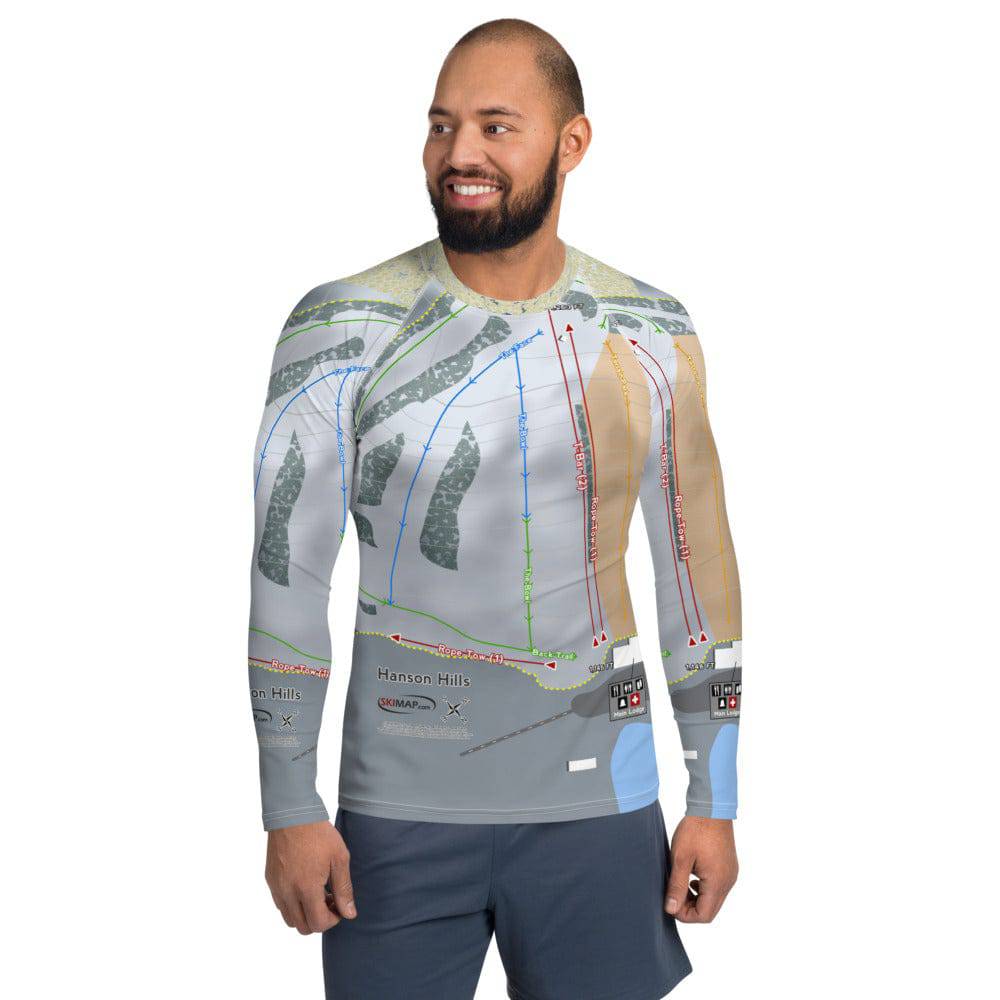 Hanson Hills, Michigan Ski Trail Map Men's Base Layer Top