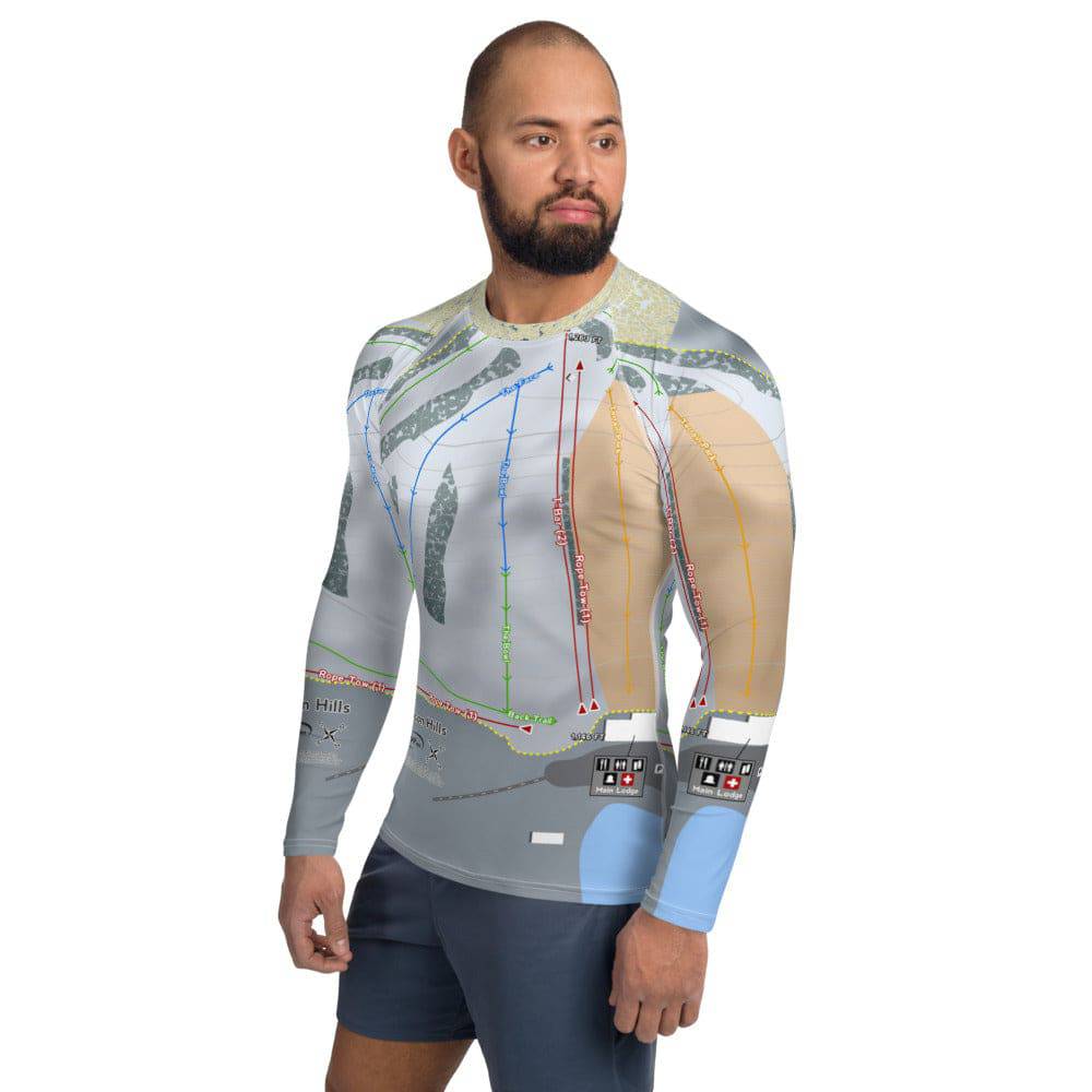 Hanson Hills, Michigan Ski Trail Map Men's Base Layer Top - Powderaddicts