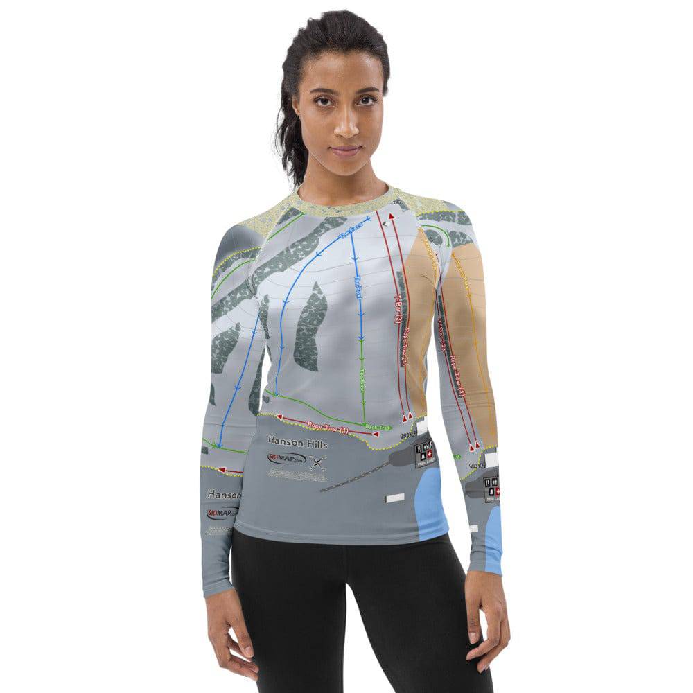 Hanson Hills, Michigan Ski Trail Map Women's Base Layer Top