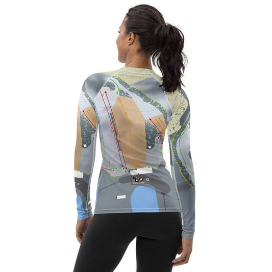Hanson Hills, Michigan Ski Trail Map Women's Base Layer Top - Powderaddicts