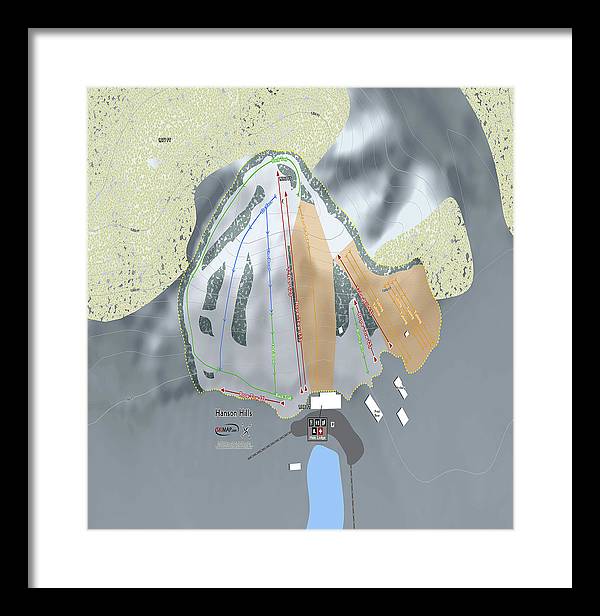 Hanson Hills Ski Trail Map - Framed Print - Powderaddicts