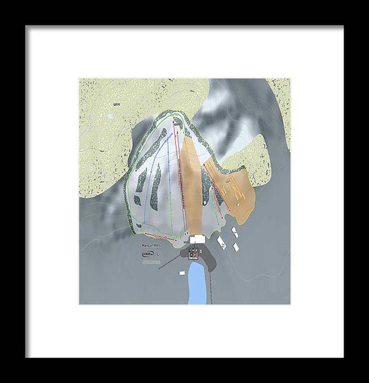 Hanson Hills Ski Trail Map - Framed Print - Powderaddicts