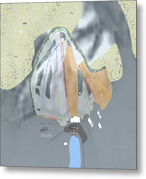 Hanson Hills Ski Trail Map - Metal Print - Powderaddicts