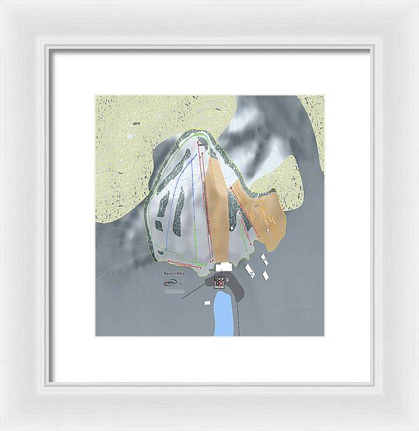 Hanson Hills Ski Trail Map - Framed Print - Powderaddicts