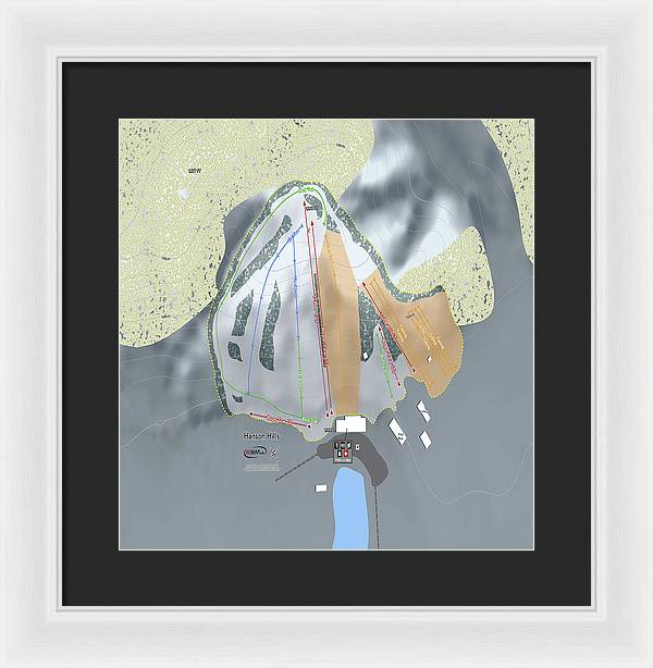 Hanson Hills Ski Trail Map - Framed Print - Powderaddicts