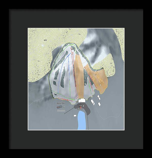 Hanson Hills Ski Trail Map - Framed Print - Powderaddicts