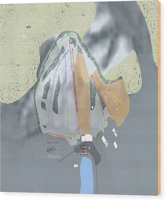 Hanson Hills Ski Trail Map - Wood Print - Powderaddicts