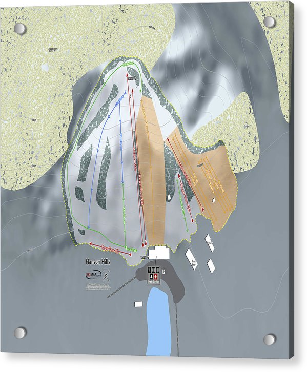 Hanson Hills Ski Trail Map - Acrylic Print - Powderaddicts