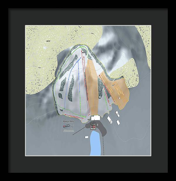 Hanson Hills Ski Trail Map - Framed Print - Powderaddicts