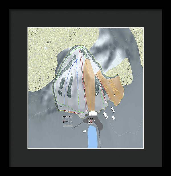 Hanson Hills Ski Trail Map - Framed Print - Powderaddicts