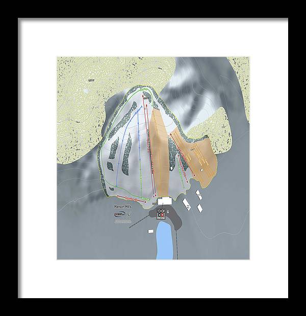 Hanson Hills Ski Trail Map - Framed Print - Powderaddicts