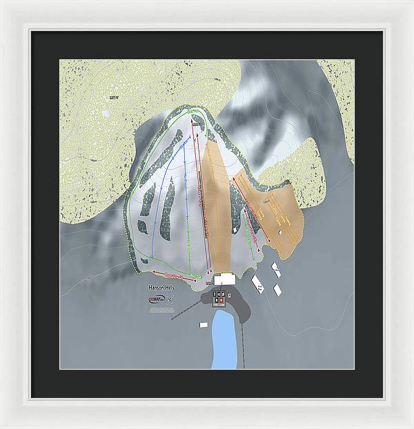 Hanson Hills Ski Trail Map - Framed Print - Powderaddicts