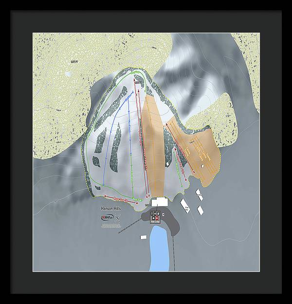 Hanson Hills Ski Trail Map - Framed Print - Powderaddicts