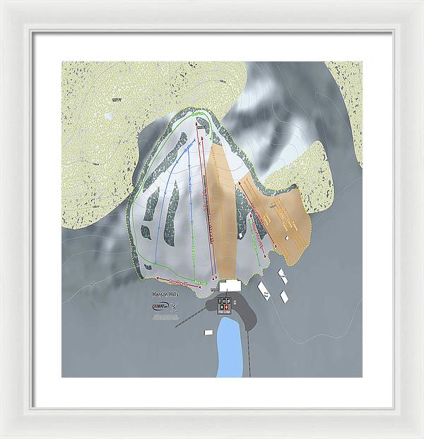 Hanson Hills Ski Trail Map - Framed Print - Powderaddicts