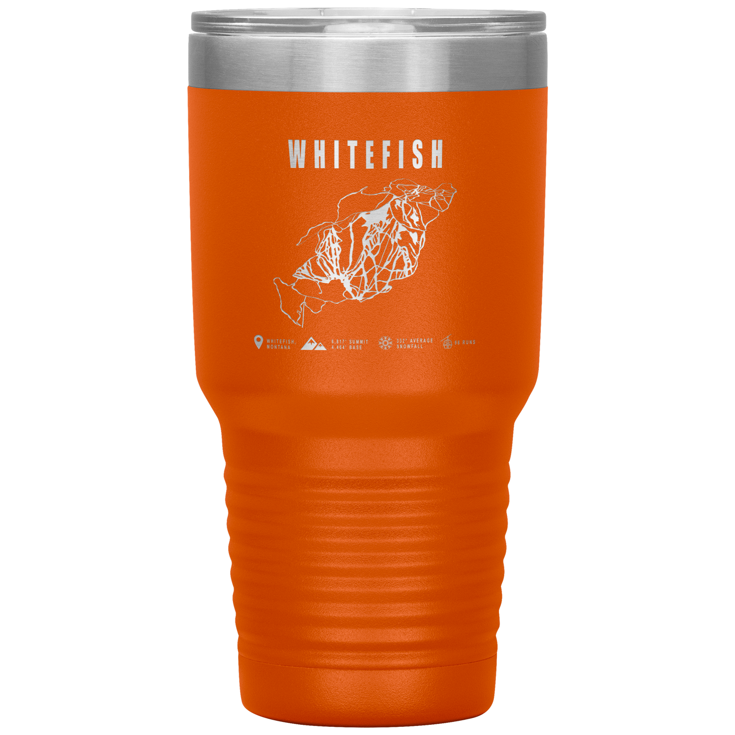 Whitefish Montana Ski Trail Map 30oz Tumbler - Powderaddicts