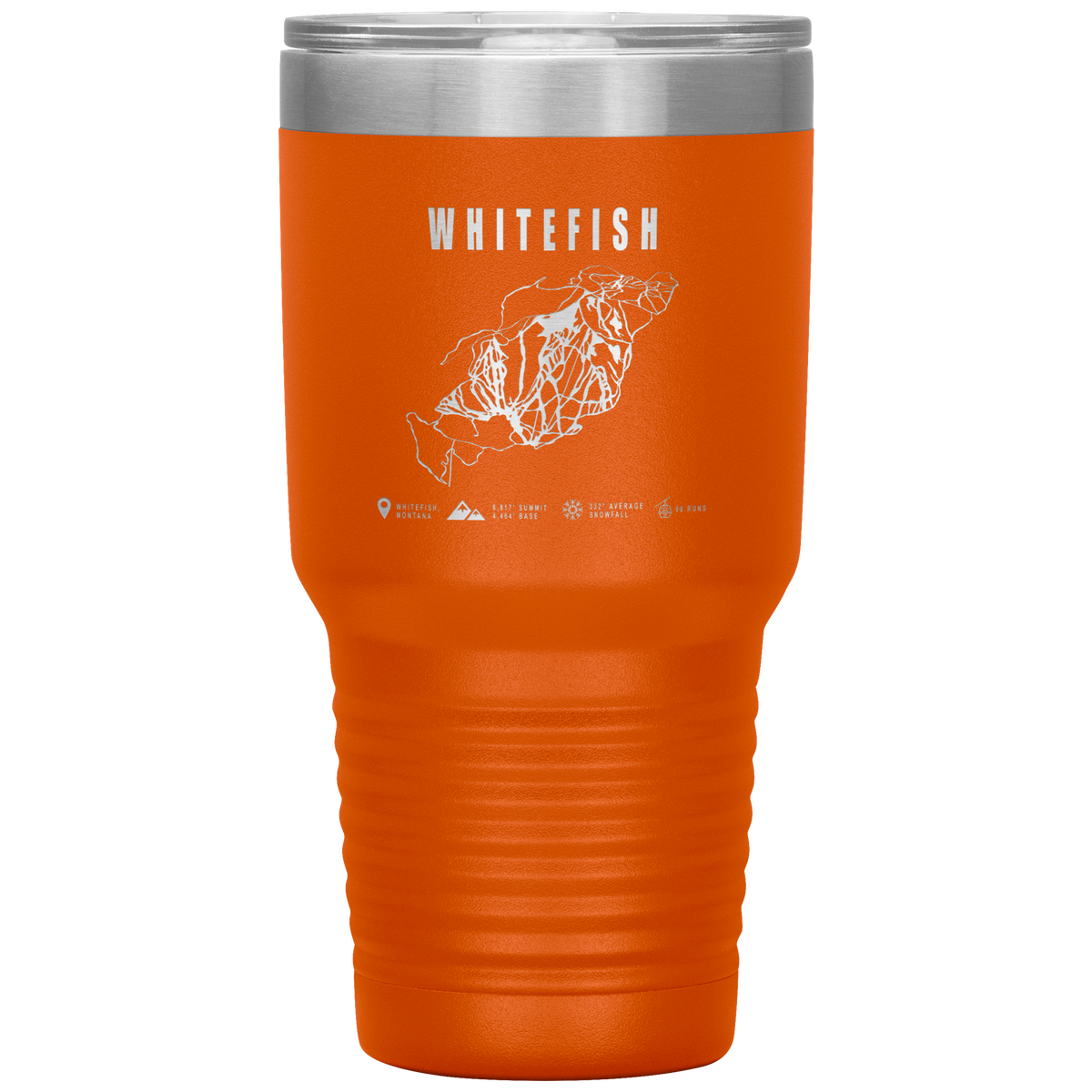 Whitefish Montana Ski Trail Map 30oz Tumbler - Powderaddicts