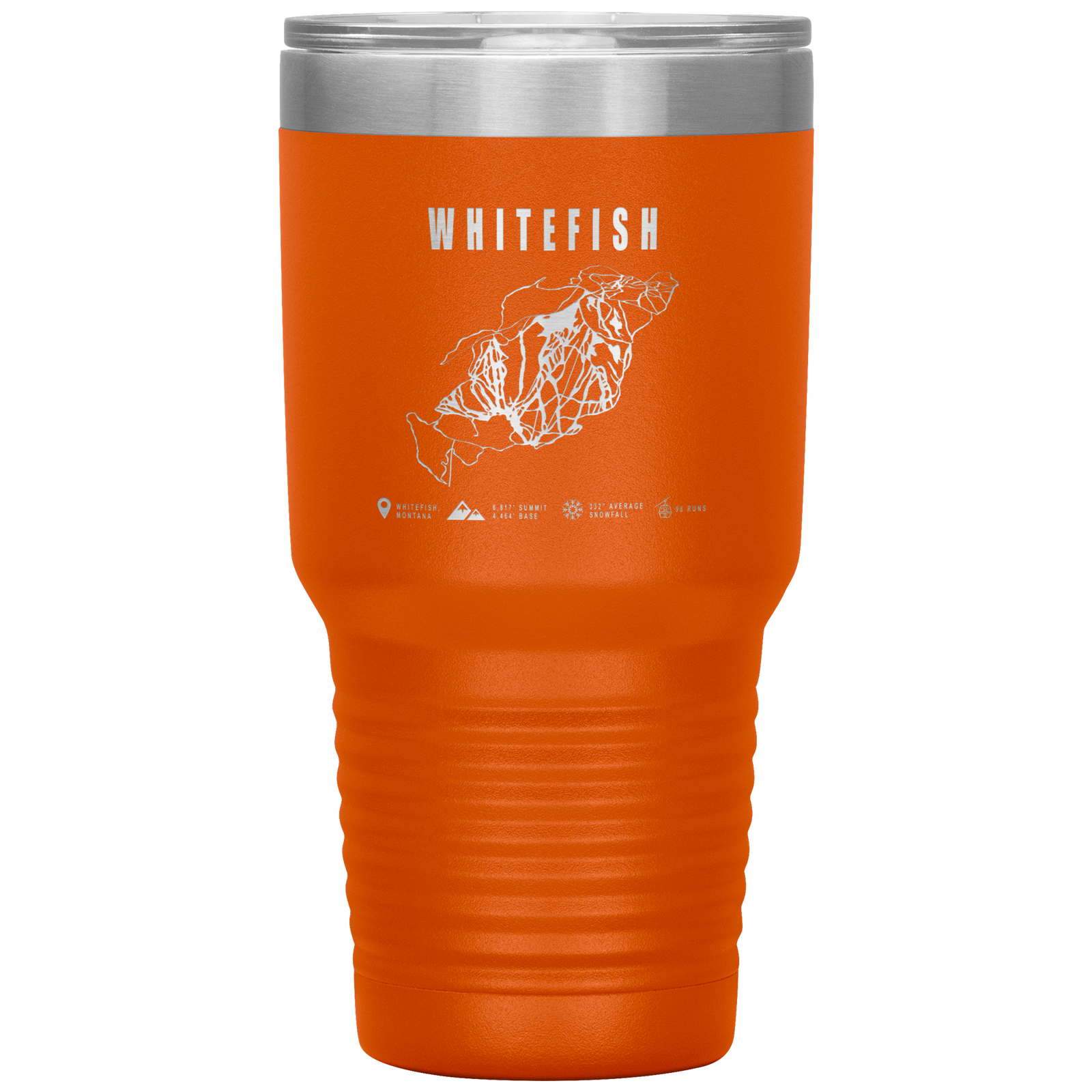 Whitefish Montana Ski Trail Map 30oz Tumbler - Powderaddicts
