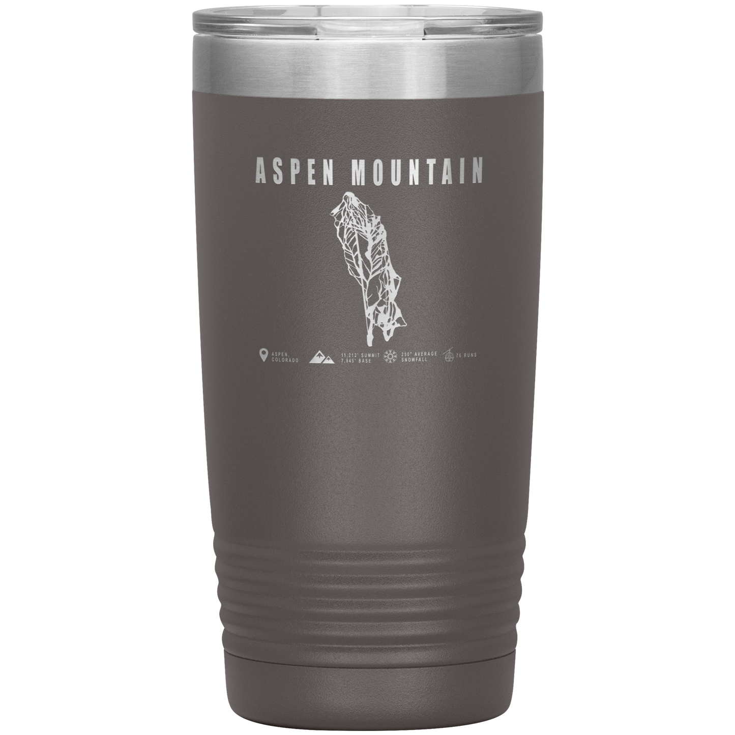 Aspen Mountain Colorado Ski Trail Map 20oz Tumbler - Powderaddicts