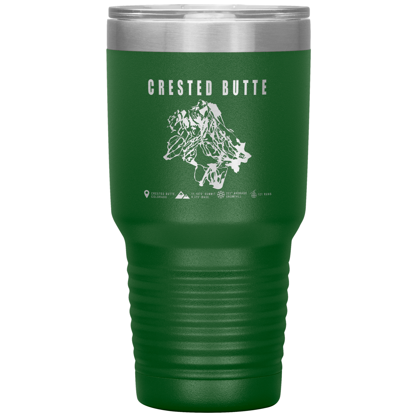 Crested Butte Colorado Ski Trail Map 30oz Tumbler - Powderaddicts