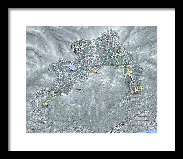 Heavenly Ski Trail Map - Framed Print - Powderaddicts