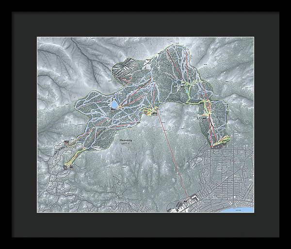Heavenly Ski Trail Map - Framed Print - Powderaddicts