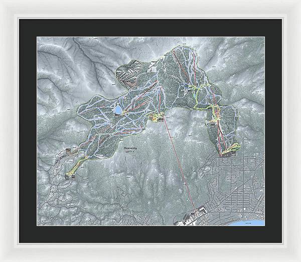 Heavenly Ski Trail Map - Framed Print - Powderaddicts