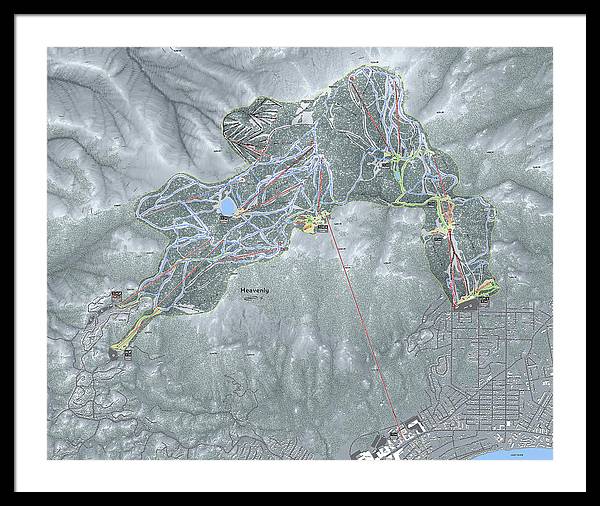 Heavenly Ski Trail Map - Framed Print - Powderaddicts