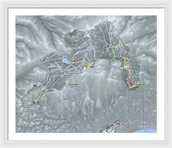 Heavenly Ski Trail Map - Framed Print - Powderaddicts