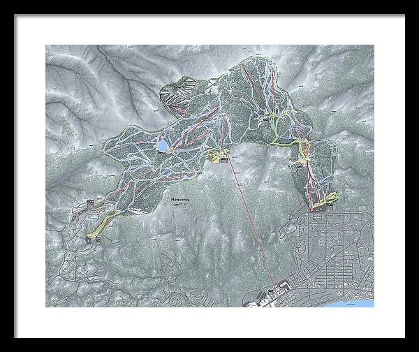 Heavenly Ski Trail Map - Framed Print - Powderaddicts