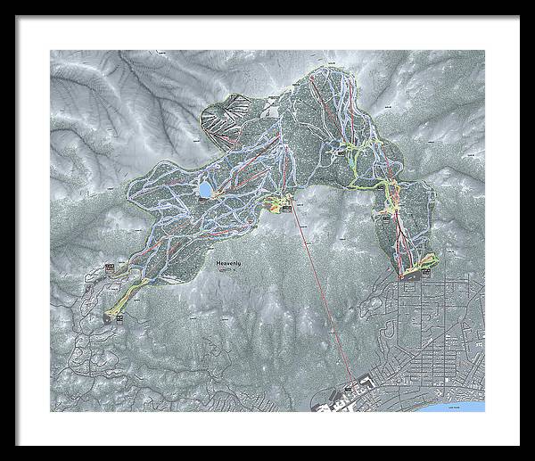 Heavenly Ski Trail Map - Framed Print - Powderaddicts