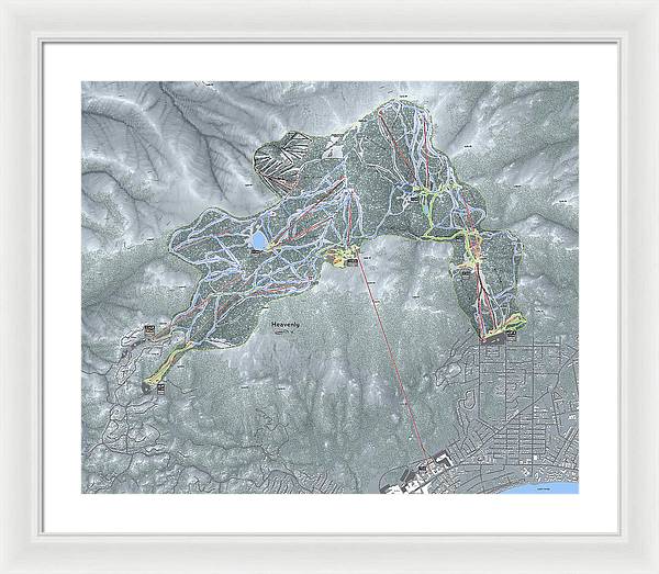 Heavenly Ski Trail Map - Framed Print - Powderaddicts