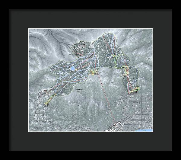 Heavenly Ski Trail Map - Framed Print - Powderaddicts