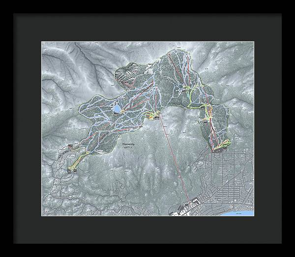 Heavenly Ski Trail Map - Framed Print - Powderaddicts