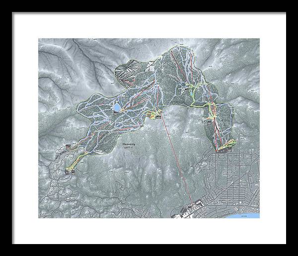 Heavenly Ski Trail Map - Framed Print - Powderaddicts