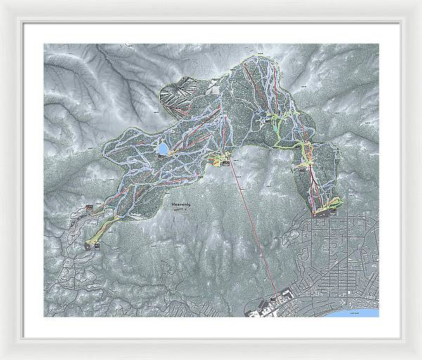Heavenly Ski Trail Map - Framed Print - Powderaddicts