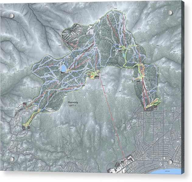 Heavenly Ski Trail Map - Acrylic Print - Powderaddicts