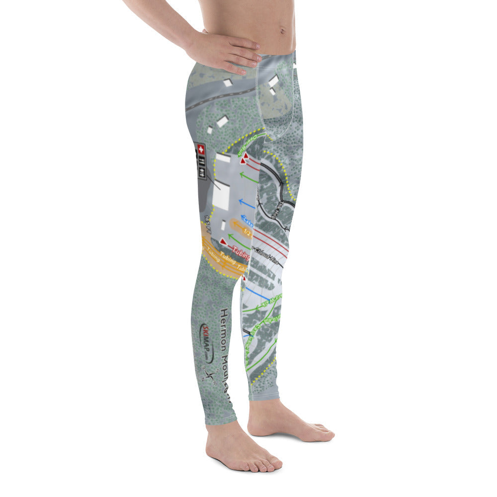 Hermon Mountain, Maine Ski Trail Map Men's Base Layer Bottom - Powderaddicts