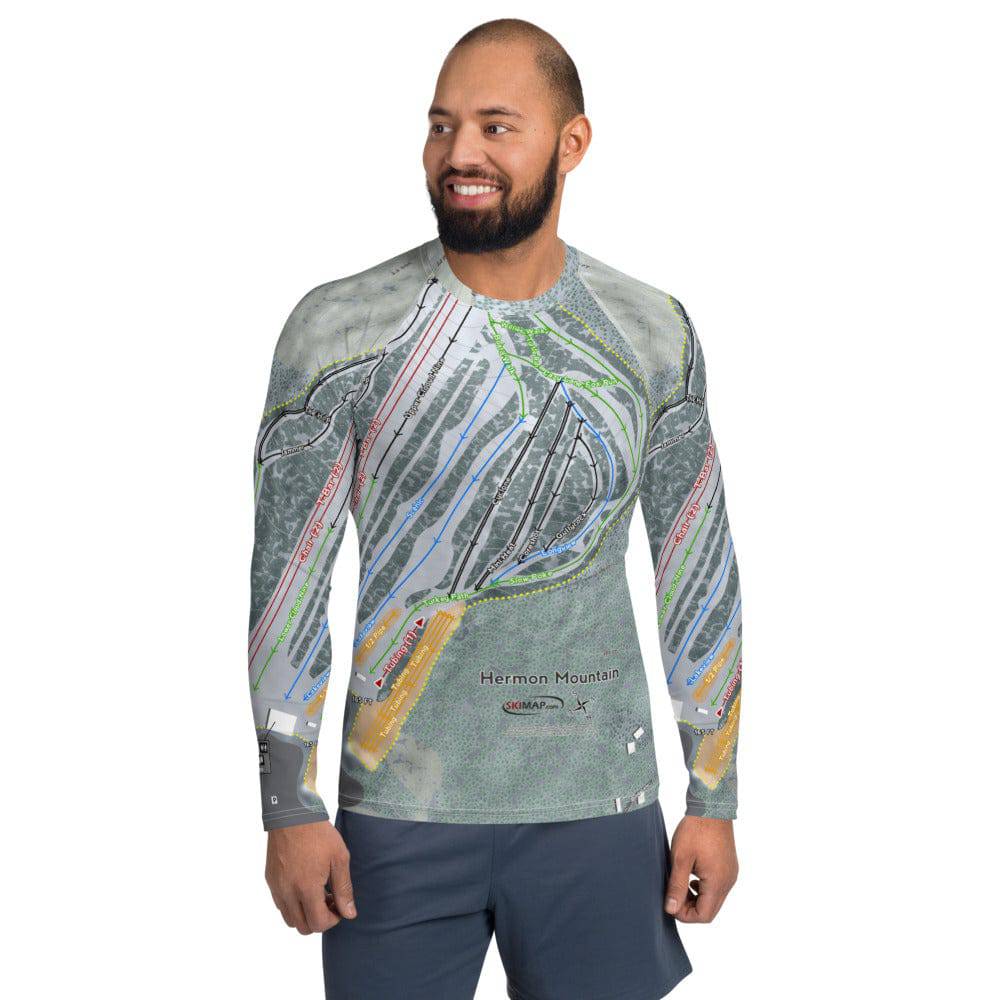 Hermon Mountain, Maine Ski Trail Map Men's Base Layer Top - Powderaddicts