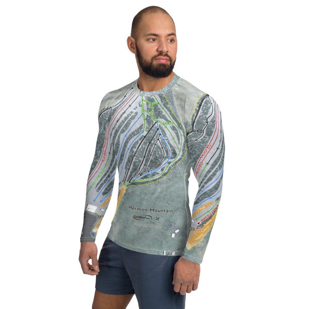 Hermon Mountain, Maine Ski Trail Map Men's Base Layer Top - Powderaddicts