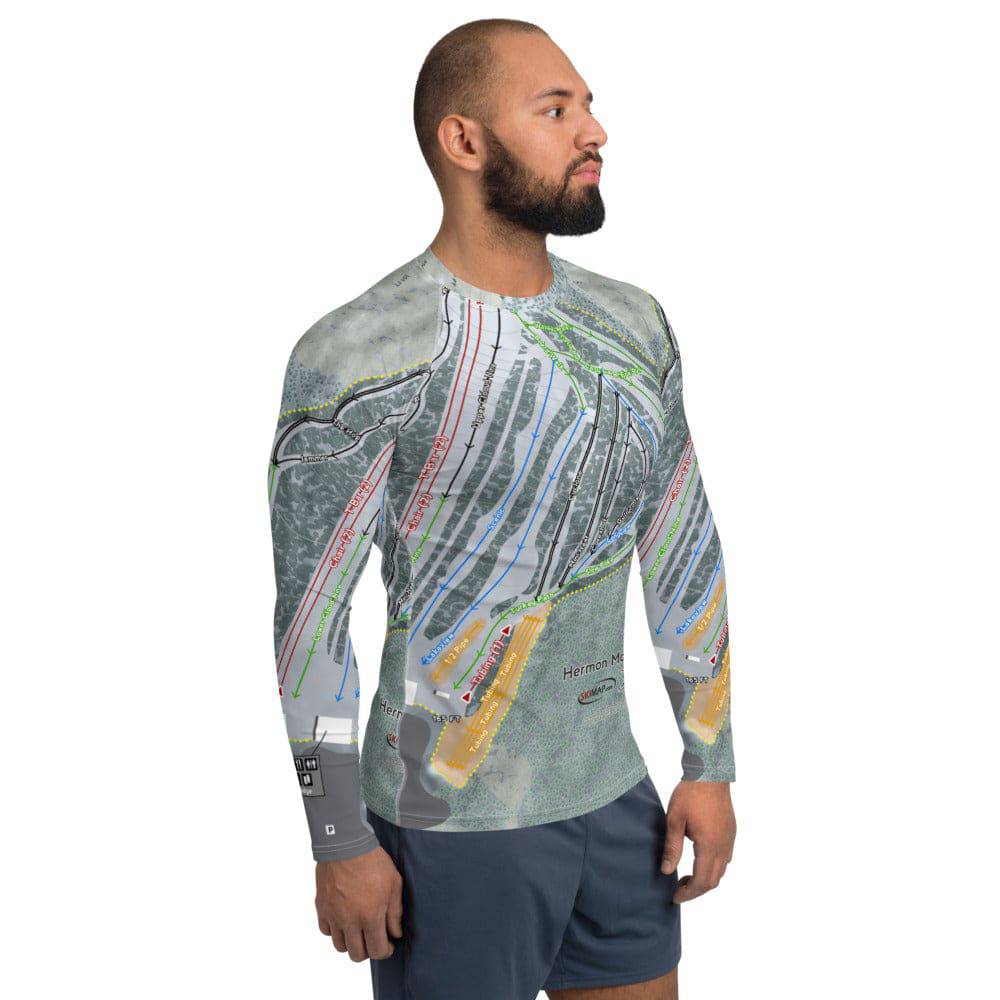 Hermon Mountain, Maine Ski Trail Map Men's Base Layer Top - Powderaddicts