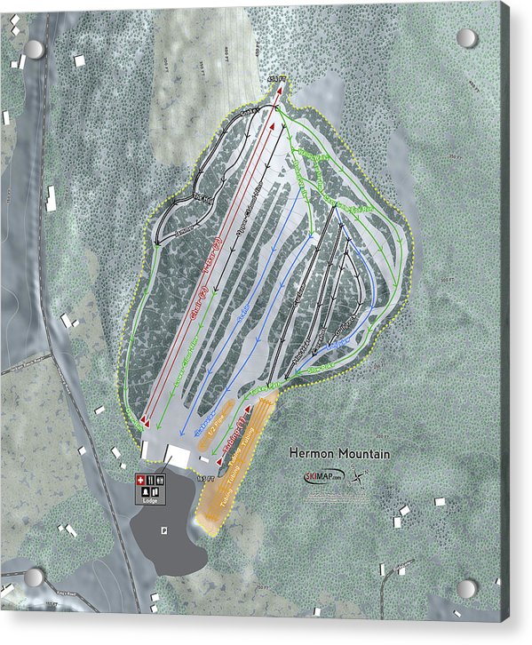 Hermon Mountain Ski Trail Map - Acrylic Print - Powderaddicts